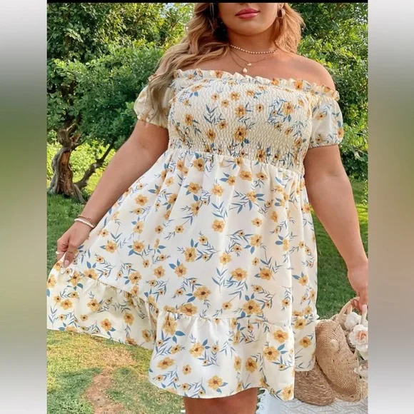 SHEIN Dresses Nwt Shein Curve Offtheshoulder Short Sleeve